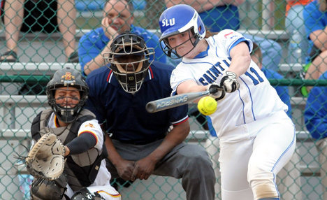 Caitlin Trevillyan led SLU in home runs last year, blasting seven.  Courtesy of Billikens Media 