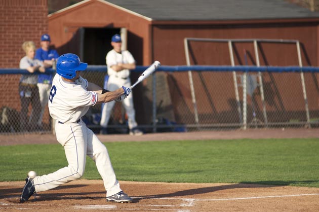 Nick Becker puts a swing on the ball