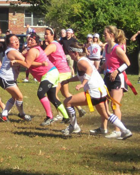 Sorority girls battled out on the SLUperbowl fields. Natalie Grasso / The University News 