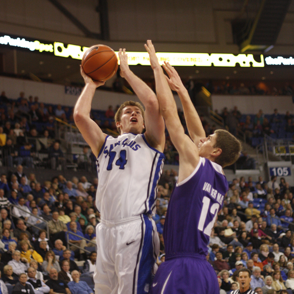 Senior forward Brian Conklin (14) is a key to the Billikens success and how far they will go in the Atlantic 10. Curtis Wang /  Staff Photographer  