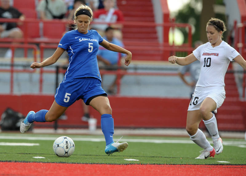 Reimer strikes against the Hawks last weekend. She contributed the Bills only goal in the 1-1 tie, a header int he 69th minute.