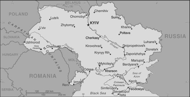 The region: A map of Ukraine. The Crimean Peninsula is south of the country’s mainland.
Map courtesy of the Central Intelligence Agency World Fact Book