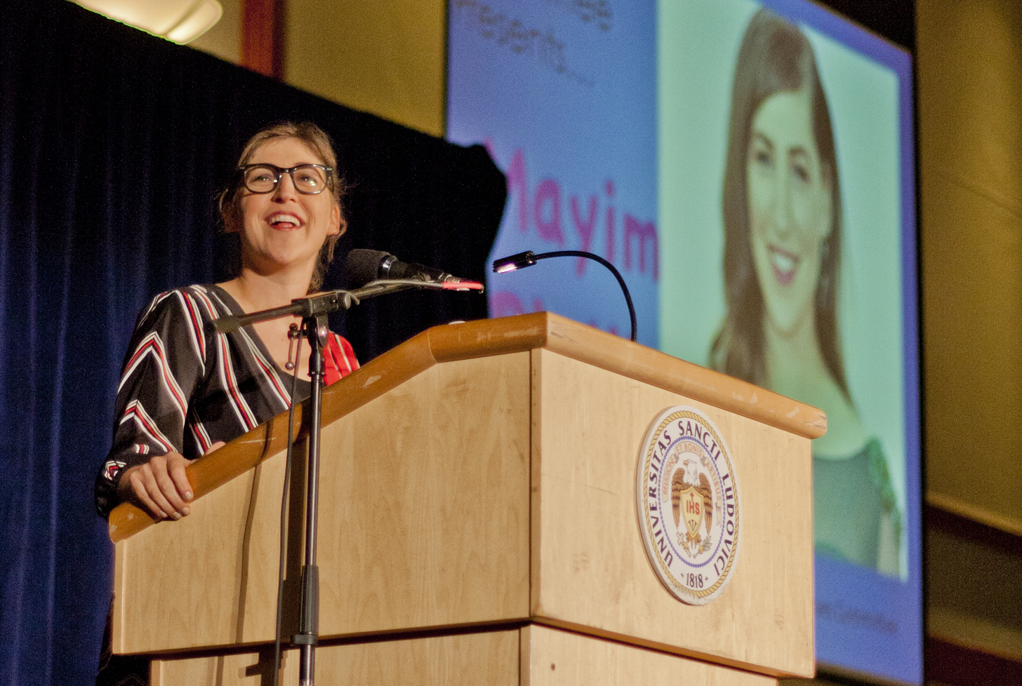 The best of both worlds: Known as Dr. Amy Farrah Fowler on The Big Bang Theory, Bialik elaborated on the parallel worlds of science and acting that define who she is today.

Deirdre Kerins/ The University News