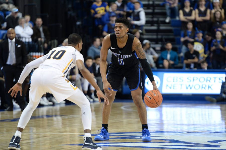 With just three games remaining in regular season conference play, the Men’s Basketball team has the opportunity to move up in the standings playing three teams that rank higher them in the conference standings.  Photo Courtesy of Billiken Athletics.