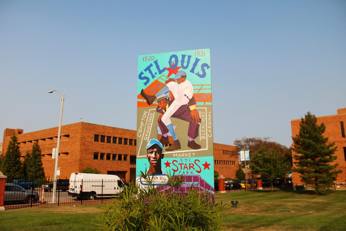 St. Louis-based artist Cbabi Bayoc created four art panels that highlight Mill Creek Valley’s faith, business, music and sports scene. The new public art is meant to honor the historically Black community which was condemned and destroyed by city officials in the 1950s.