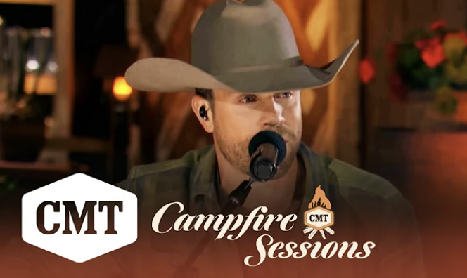 YouTube thumbnail of Dustin Lynch covering Alan Jackson’s “Chasin’ That Neon Rainbow” with Madeline Merlo in a Campfire Session, released Feb. 26, 2024. 