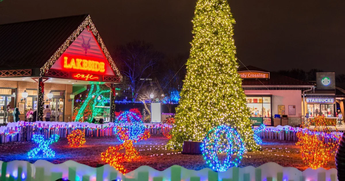 Saint Louis Zoo during Wild Lights festivities.