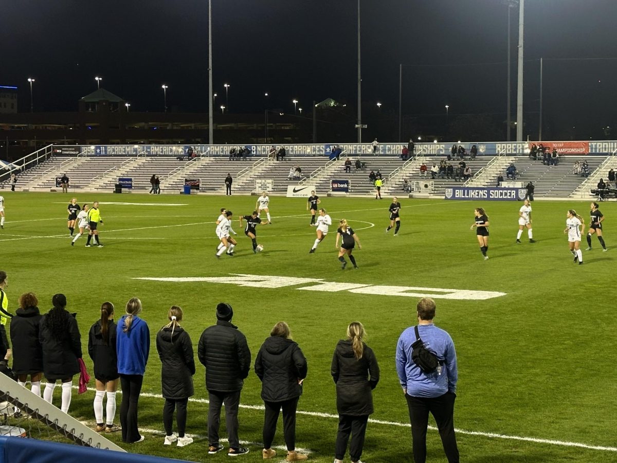 Billikens seen executing their midfield defense in their match against St. Josephs on Nov. 6, 2024.