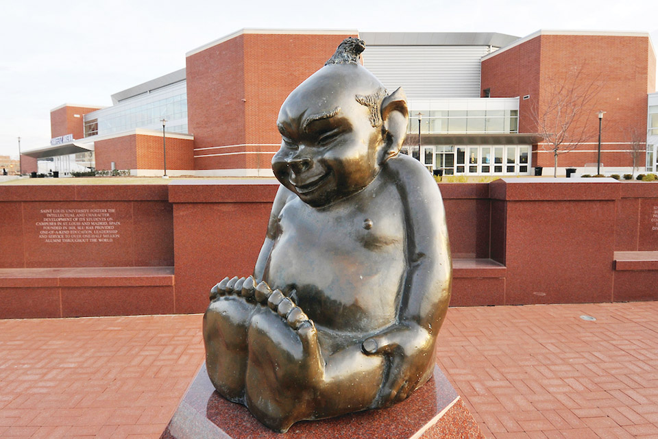 Billiken Statue in the Drury Rally Plaza outside of Chaifetz Arena.