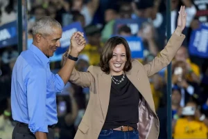 Former President Obama at a rally on Oct. 24, 2024 in Clarkston, GA. 