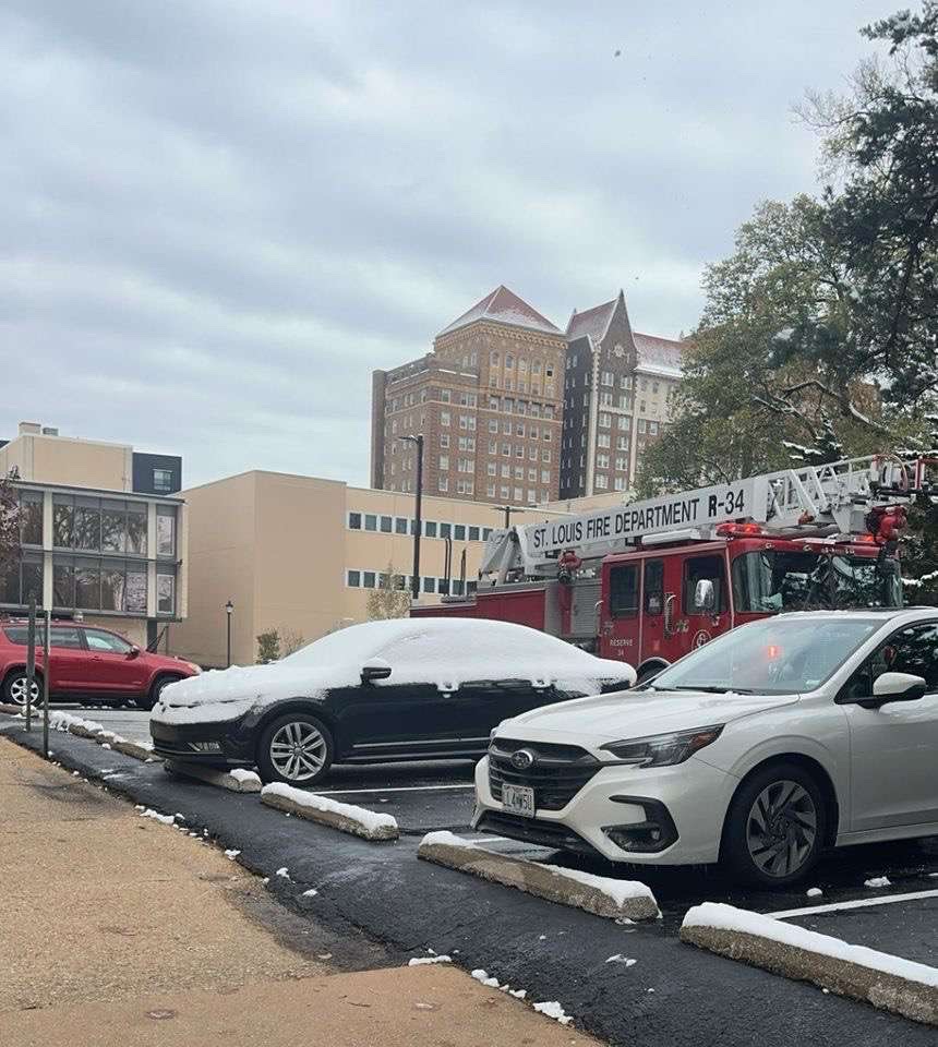 A St. Louis Fire Department truck parked in front of Marguerite Hall around 10 a.m. on Dec. 1, 2024 at Saint Louis University.  
Courtesy of  Cooper Banholzer.