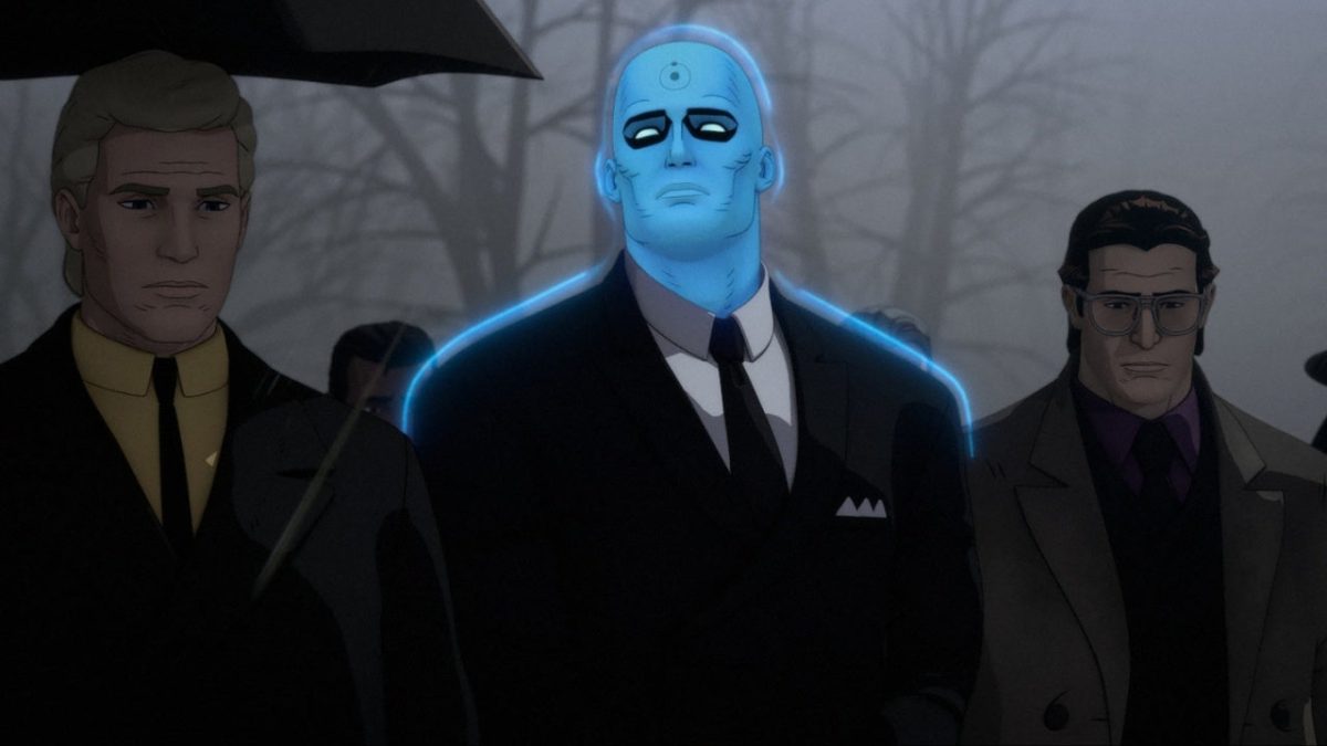 A still of Dr. Manhattan in “Watchmen: Chapter I,” photo courtesy of Warner Brothers.