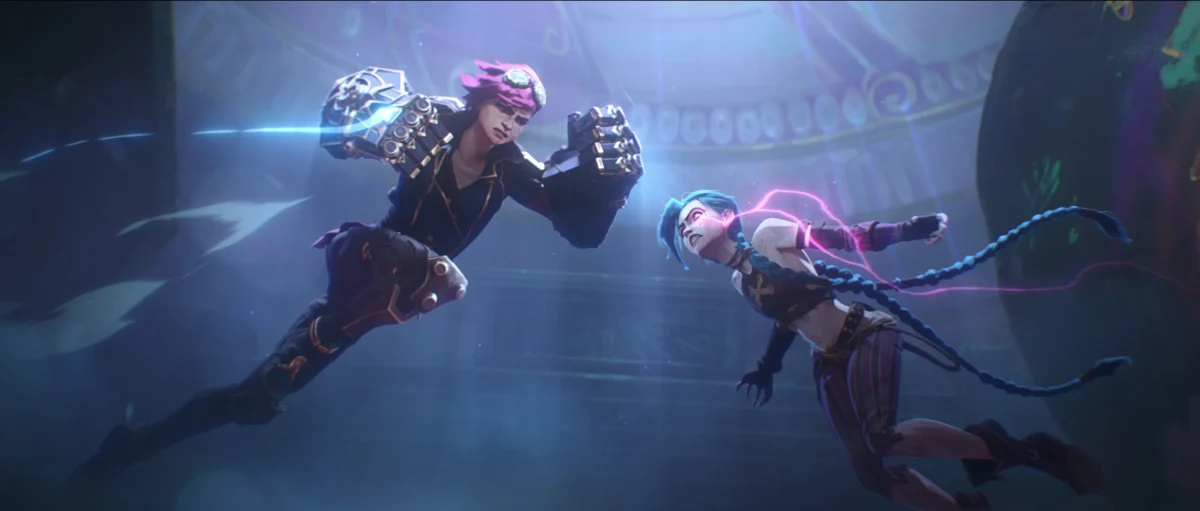 Lead protagonists, sisters Vi (left) and Jinx (right) facing off in Season 2