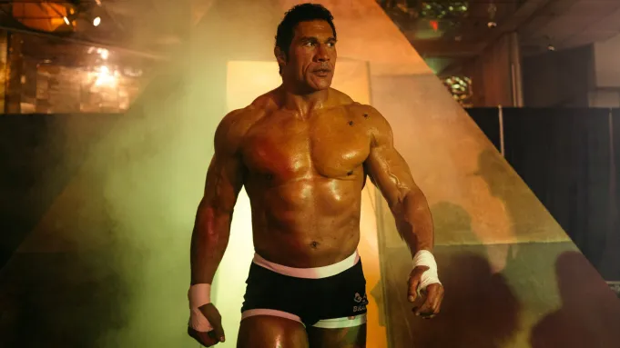 Dwayne Johnson as early MMA fighter Mark Kerr in "The Smashing Machine”. Photo by A24/Everett Collection.
