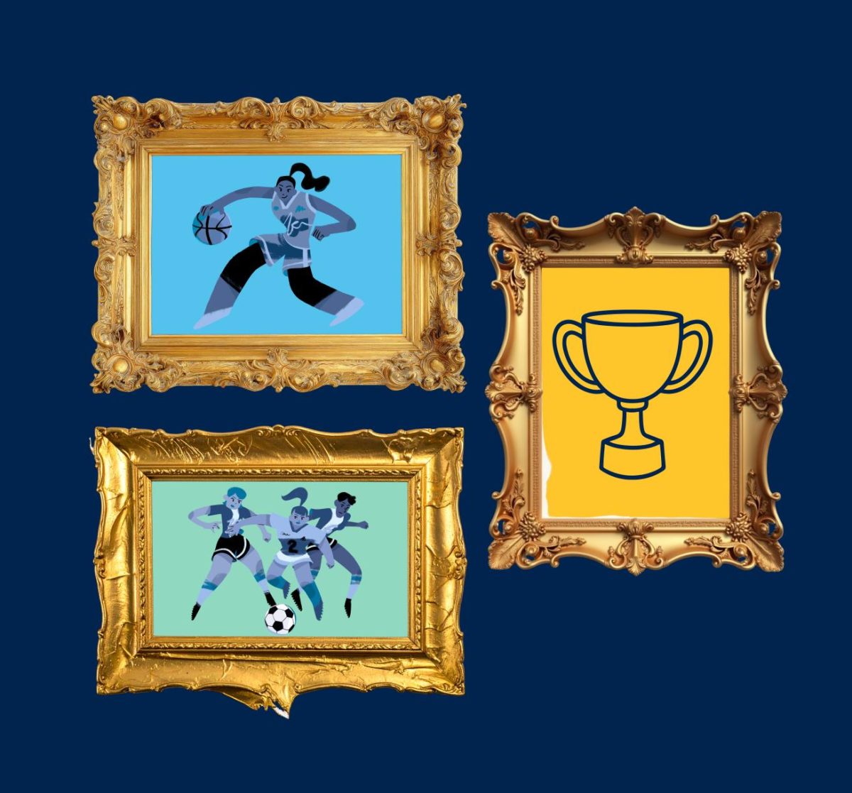 Graphic framed photos of women in sports 
